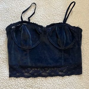 Dark blue Abercrombie & Fitch velvet corset top. Size large.